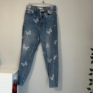 PacSun boyfriend styled jeans with butterfly detail.